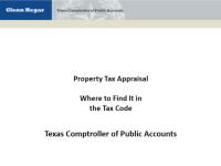 Where to Find it in the Tax Code: Property Tax Appraisal
