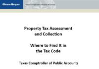 Where to Find it in the Tax Code: Property Tax Assessment and Collection