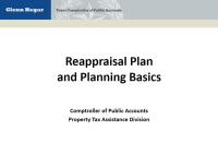 Reappraisal Plan and Planning Basics